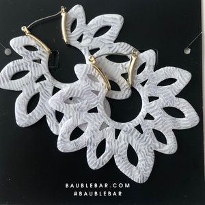 White Resin Bauble Bar Floral Earrings